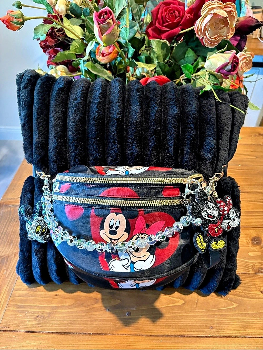 Disney Mickey and Minnie All-Over Print Belt Bag Black & Red